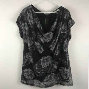 Cato women layered blouse floral drape neck 24W